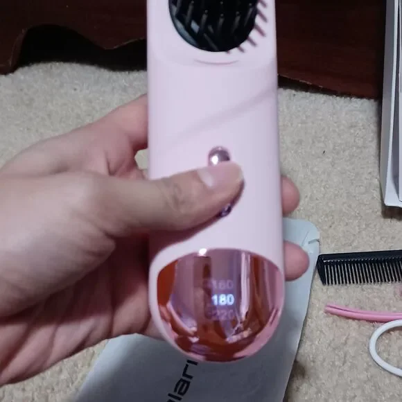 NIB Portable Hair Straightener Comb, Pale Pink - Picture 3 of 6